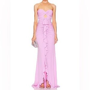 Cinq à SeptJenna Cascading Ruffle Strapless Gown in pink size 4